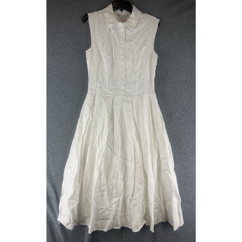 Anthropologie Reformation Prim 100% Linen Midi Dress Size 6 White